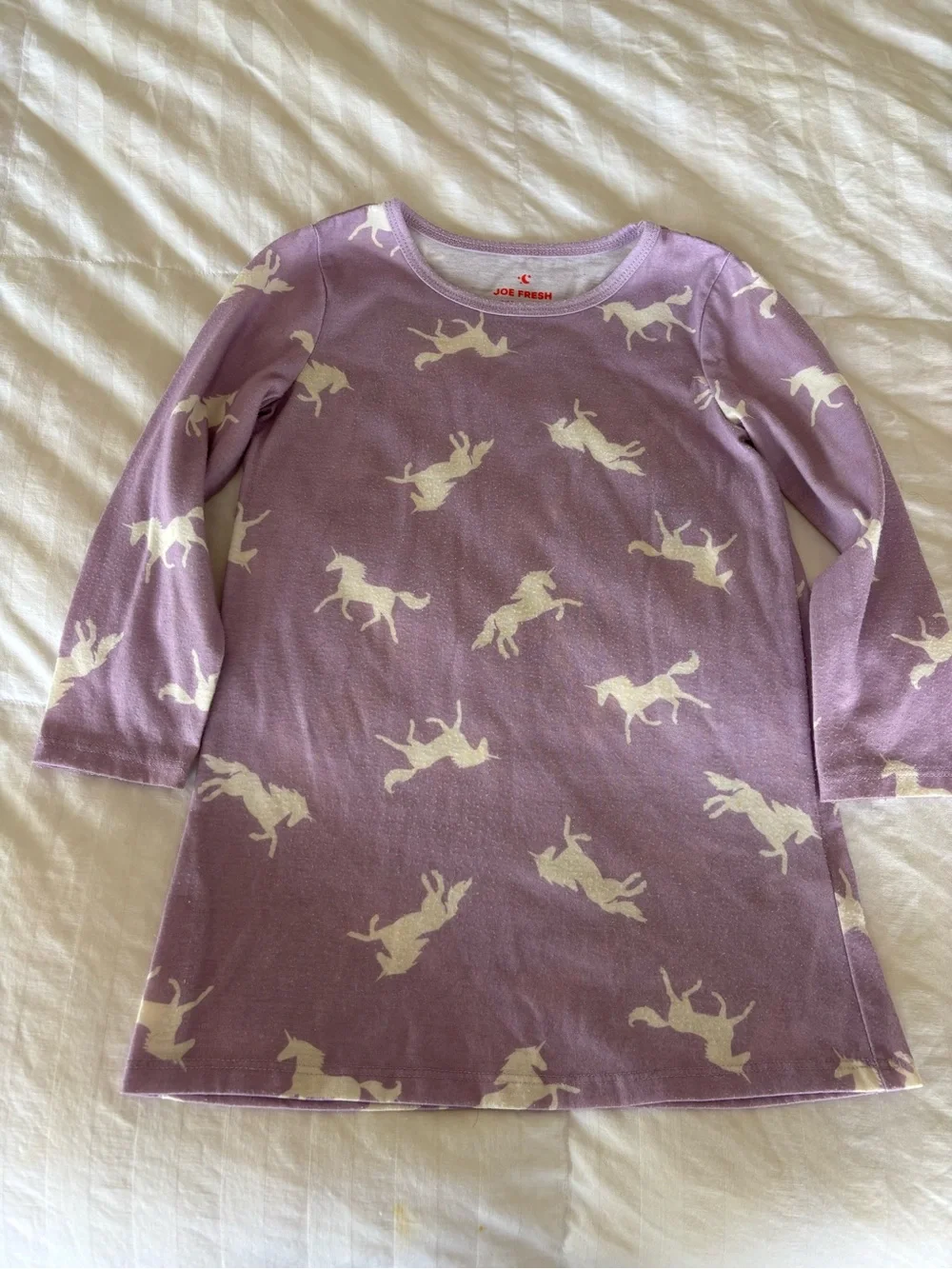 Joe Fresh Girls 4T Purple Long Sleeve Sleep gown pajamas unicorn
